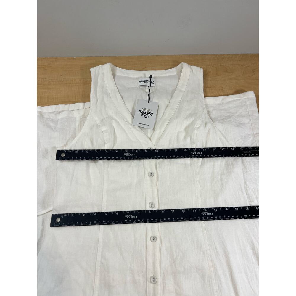 NWT Princess Polly Linen Dress Full Length Buttons Fitted Womans Size 12 - Picture 6 of 8